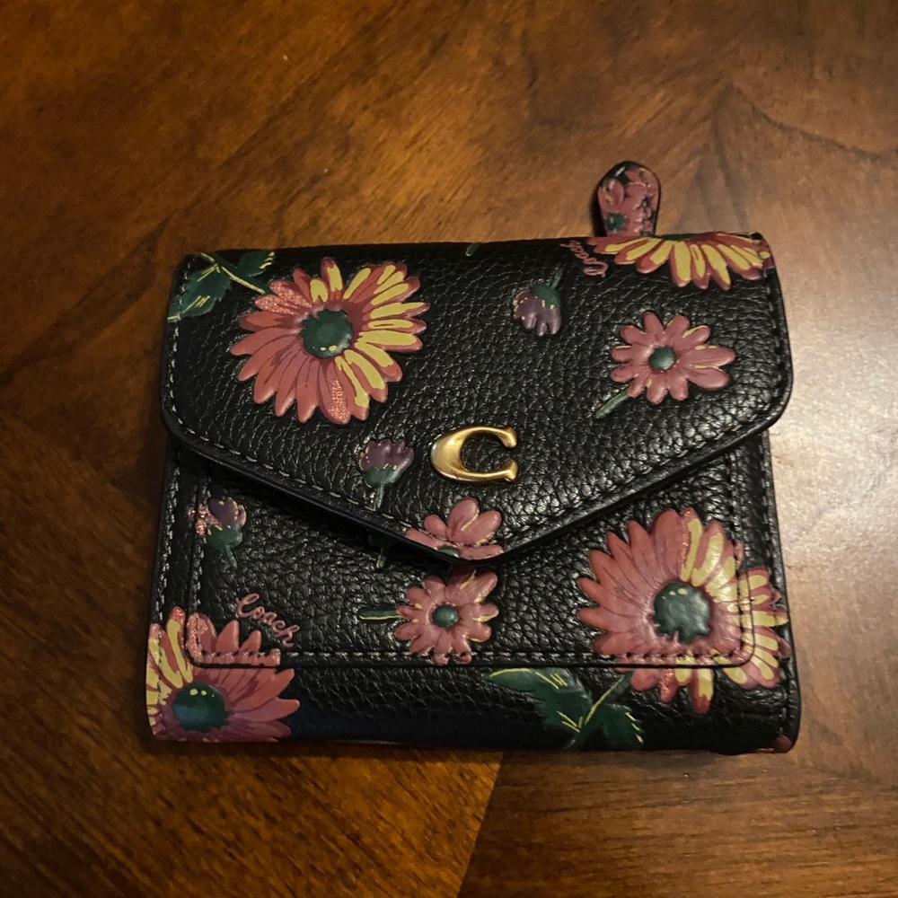 Coach Black and Pink Floral Wallet